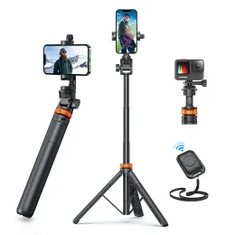 Tripods En Yeni Telefon Tripod Stand Canlı Akış Seyahat Selfie Stick Tripod Huawei için uzaktan kumandalı iPhone 14/13/12 Pro Max/Samsung/GoPro