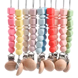 24be Baby Pacifier Chain Clip Nursing Teeth Soother Holder Silicone Beads Chain Wooden Clip Diy Dummy Nipple Holder Leash