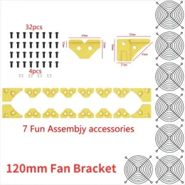 Chain/Miner Funplaysmart Fan Bracket, Open Air Aluminum Mining Rig Frame 120mm Fan Mounting Assembly with Grille (7 Fan Sets)