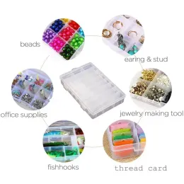 2023 Transparent 24 rutnät förvaringslåda Plastbroderi Floss Bobbins Pärlor Piller Lagring Organiser Diy Cross Stitch Sewing Tool