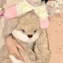 3565cm Anger Bunny Plush Long Ear Toy Cute Animal Kawaii Soft Stuffed Christmas Children Birthday Party Gifts 240329
