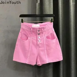 Women's Shorts Pink Jean Women Clothing Streetwear High Waist Y2k Wide Leg Pants 2024 Bottoms Fashion Casual Summer Denim