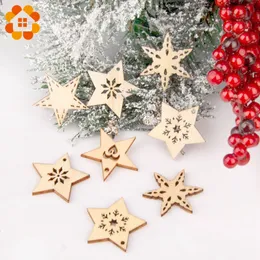 50 pezzi Multi Styles Creative Wood Chips Cents Christmas Series Decorations Heart Star Xmas Ornaments Ornaments Crafts Decor