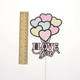 DIY Düğün Pastası Topper I Love You Lovers Kiss Past Fre-Cream Cupcake Cake Toppers Mutlu Yıllar Partisi Tatlı Dekor Bayrakları