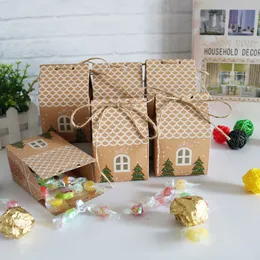 Рождественский дом в стиле рождественская подарочная коробка Kraft Paper Gift Bag Сумка для бумажного пакета Kraft Candy Cookie Box коробка рождественские вечеринки