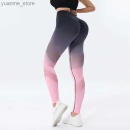 Yoga kläder fabrikspriset Hög elasticitet Hög midja Gym slitage Sömlöst slipsfärgade leggings Fitness Yoga Wear Scrunch Butt Leggings For Women Y240410