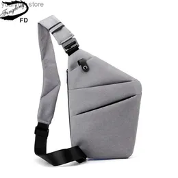 Spor çantaları fengdong erkekler ultra ince hırsızlık önleyici küçük göğüs çantası mini çapraz vücut torbası erkekler tek omuz sling çantası seyahat çocuk spor çantası y240410