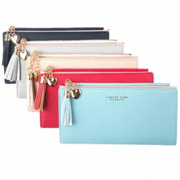 2024 Tassel Wallet Women LG Carteiras fofas Couro Tassel Mulheres Carteiras Zipper Portefeuille Feminino embreagem Cartera Mujer 34rj#