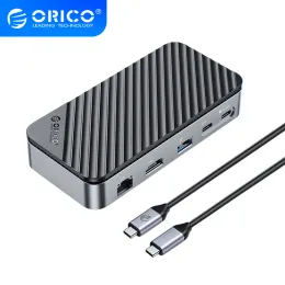 GUIDA ORICO 10 IN 1 STAZIONE DOCKKING M.2 SSD RECOLICE USB C 10GBPS PD 100W RJ45 SD/TF 4K Plug e riproduzione della stazione dock per laptop MacBook