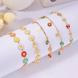 Charm Bracelets Fashion Sweet Daisy Flower Bracelet Personality Minimalist Aesthetic Flowers For Women Wedding Party Jewelry Gift