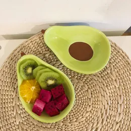 1pcs enorme fofo abacate forma de cerâmica salada prato lanche prato de arroz sopa tigela de tabela de mesa de mesa 6,5 polegadas wf