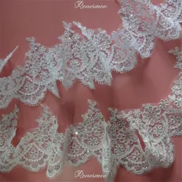 Zarte 1y weiße/Elfenbein Cording -Stoff -Pailletten Blume Venise Venice Mesh Spitzenverkleidung Applique Nähwerk für Hochzeit 13 cm