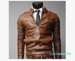 Motocicleta Leather Men039s Designer Jackets Male Slim Casats With Zipper Man Outerwear Stand Jackets Fashion Casual Black Jacket6936491