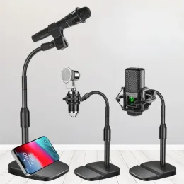 Stands Microphone Stand Desktop TripoD Portable Table Stand Justerable Mic Stand Mic Clip Holder Bracket med baslätt konsol