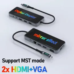 Hubs USB TypeC MST Hub USBC Docking İstasyonu 2x Dizüstü Bilgisayar Aksesuarları İçin HDMI MacBook Thunderbolt Dock HD Mac Mini Dell Lenovo HP Asus