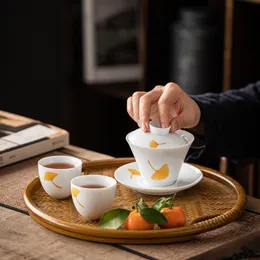 2pc/Set 60 ml weiße Porzellan Teetasse Single Tea Tasse Handgemachte Ginkgo Keramik kleine Mater Tasse Haushalt Kungfu Teebecher Teezeremonie