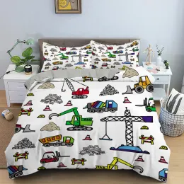 2/3pcs desenhos de cartuns simples conjunto de roupas de cama de alta qualidade escavadeira infantil Crane Polyester Toupet Twin Single Full Queen King Size