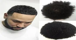 8mm Wave Human Hair Toupee Full Swiss Lace for Black Men Replacement System 810インチ深い巻き毛ヘアピース9268668