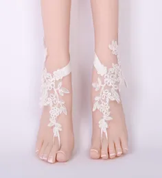 Moda Women Lace Foot Anklet Barefoot Sandal Beach Wedding Flower Acessórios para Bride2082981