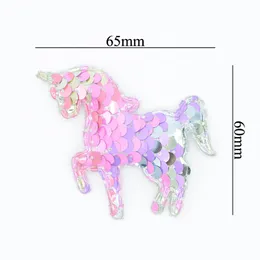 16pcs 65*60mm Glitter Appliques Unicorn con sequestri arcobaleno leggeri imbottiti patch per abiti da cucire Forniture per copricapo