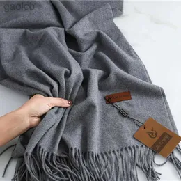 Lenços moda Moda Solid Winter Cashmere Blanket Sconhe grossa quente Simples Pashmina Shaps Bufanda com Tassel Travel Poncho ECHARPE 240410