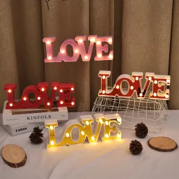 Gold Led Love Words English Words Led Night Light Marquee Alphabet Home Club Letter Lampad Lampada di Natale Decorazione da parete per matrimoni