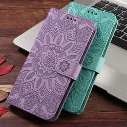 For Oppo Reno6 Lite 6.43inch Leather Case 3D Relief Embossing Sunflower Wallet Book Flip Cover for Oppo Reno 6 Lite 6Lite Bags