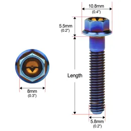 xingxi 5pcs M6 티타늄 볼트 M6x10 15 20 25 30 35 40 45 50 55 60 65 70 75 80 90mm 작은 플랜지 헤드 볼트 Ti 패스너