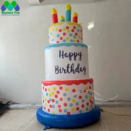 Popular Custom High Quality Giant Inflatable Birthday Cake With Candle LED Light For Parade Party Outdoor Decoration