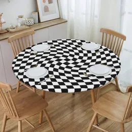 Tischtuchrunde Überprüfen Sie die schwarze Twist-Tischdecke 40 "-44" Abdeckung mit elastischer Kante gesichert