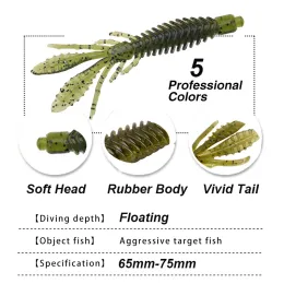 Westbass 5pcs miękkie przynęty larwy 1,8G-2.2G Silikonowe krewetki Wędkarstwo Gumowe robaki Swimbaits Pike Wobblers Cebos Pesca Accessori