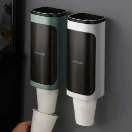 Titulares de copos descartáveis de parede de parede doméstica soltar automaticamente xícaras de papel sem pó para bebidas à prova de poeira