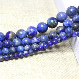 Toptan% 100 Doğal Lapis Lazuli Yuvarlak Taş Boncuklar DIY Bilezikler Mücevher Yapımı Boncuk İşçiliği Aksesuarları 4/6/8/10/12mm