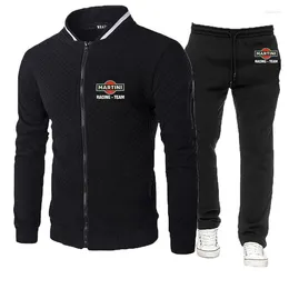 Herrdräkter Martini Racing Print Tracksuit Set Sweatshirts Hoodies Jackor Outfit Casual 2st Sweatpants Suit Clothing