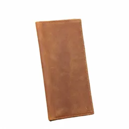 S.Worker Vintage Crazy Horse Leather Wallet Menmade Men's Onuine Leather LG Covert Pocket Swork Clutch C Держатель карты U6TC#