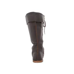 Männer Frauen mittelalterlicher Renaissance Cosplay Gothic Punk Viking Pirat Props Schuhe Leder Ritter High Boots Paladin Kostüm Witcher