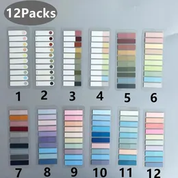 12packsset الشفافة الملاحظات اللاصقة SelfAdhesive المرحلات التعليقات التوضيحية كتاب Clear Tab Kawaiicute Stationery 240401