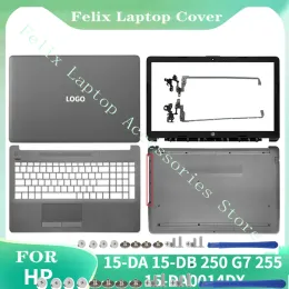 Kılıflar HP 15DA için yeni üst sırt çantası 15db 250 G7 255 15DA0014DX LAPTOP LCD arka kapak ön çerçeve menteşeleri Palmground Alt Kılıf Gri