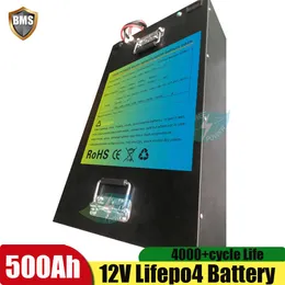 12V 500Ah 600Ah LifePO4 Batteria al litio BM incorporato grande capacità per case motorie di accumulo di energia solare +20A Caricatore