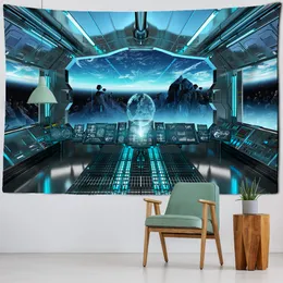 Universo espacial Planeta Alien Planet SpaceCraft OVNI de parede pendurada Tapestry Fundo de parede Fundo