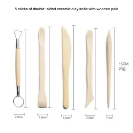 10-43PCS narzędzie do rzeźby gliny drewniane rączka ceramika gliny ceramika narzędzia formowanie