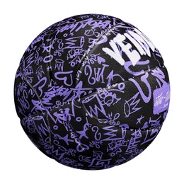 Black Purple Rubber Basketball Ball Official Size 7 Free Needle Net Pump Outdoor Durable Basket Ball 240408