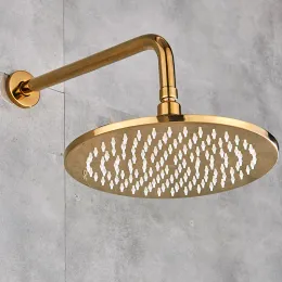 16 inch Large Rainfall LED Gold Shower Head Brass Shower Head with Shower Arm Round Shower Head Faucet Accessory