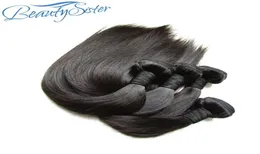 BeautySister Brazilian Cutice Выровненная девственная волоса шелк прямой 4 пучки 400 г лота необработанных remy -mop Ham