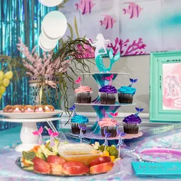 Toppers de cupcakes de sereia e embalagens de bolo sereia bolo para meninas de chá de bebê sob a festa de aniversário do mar favorita suprimentos