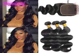 Brazilian Human Hair 3 Bundles With 7X7 Lace Closure Natural Color Body Wave Virgin Hair Extensions With Seven By Seven Closure1095065