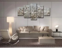 5 Painel A Última Ceia Sala de Jantar Cristo Marble Jesus 5 Peças Poster Decoração de casa sem imagens emolduradas Printuras de parede impressão HD