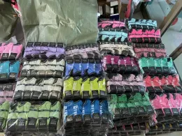 Wholesale Multicolor Color Custom Sport Sock Girls Women Letter Cute Cotton Ankle Socks With Tags Minimum 50 Pairs