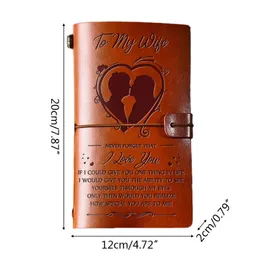 Elegant Engraved Leather Notebook Journey Diary Notepad Journal Planner Message Note Book for Women Men Families Gift K1KF