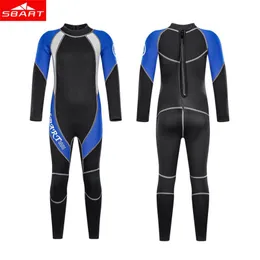 SBART NEW 2mm Children's Neoprene Wetsuit One-Piece 2〜15歳の子供長袖フルボディ日焼け止めダイビングスーツ暖かい水着